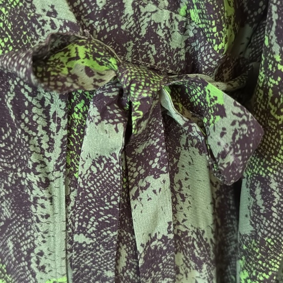 RODARTE Kira Python Print Puff-Sleeve Midi Wrap Dress with Rhinestones - Picture 6 of 9